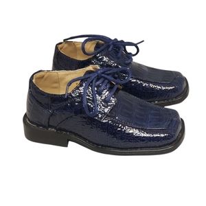 Unused Bolano Boys Blue Square Toe Hard Bottom Dress Shoes